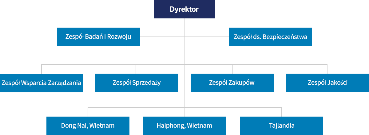 Dyrektor, Zespół Badań i Rozwoju, Zespół ds. Bezpieczeństwa, Zespół Wsparcia Zarządzania, Zespół Sprzedaży, Zespół Zakupów, Zespół Jakości, Đồng Nai, Wietnam, Haiphong, Wietnam, Tajlandia